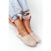 Béžové dámske espadrilky z eko kože na rovnej podrážke, kód produktu 20TX02-2416 BEIGE
