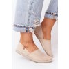 Béžové dámske espadrilky z eko kože na rovnej podrážke, kód produktu 20TX02-2416 BEIGE