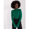 Dámsky zelený rolákový sveter s viskózou, polyesterom a nylonem, kód PM-SW-9747.09