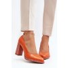 Dámske oranžové lodičky z prírodnej kože na stĺpovom podpätku, kód produktu 2746/196-837