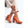 Dámske oranžové lodičky z prírodnej kože na stĺpovom podpätku, kód produktu 2746/196-837