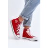 Červené dámske textilné tenisky na nízkej platforme BIG STAR T274024 CZERWONY