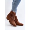 Hnedé dámske semišové členkové topánky na nízkom podpätku so zipsom, kód produktu 3430 CAMEL WEL
