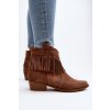 Hnedé dámske semišové členkové topánky na nízkom podpätku so zipsom, kód produktu 3430 CAMEL WEL