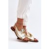 Zazoo 2898 kožené ploché Sandále zlaté / 2898/007 (Veľkosť 35)