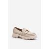 Béžové dámske mokasíny z prírodnej kože na rovnej podrážke, kód produktu 4291 BEŻOWY JASNY