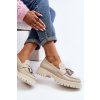 Dámske béžové mokasíny z prírodnej kože CheBello na rovnej podrážke, kód produktu 3096 OFF WHITE