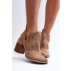 Dámské boty s ažurovaným vzorem na podpatku béžové Niartima (Veľkosť 39)