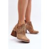 Dámské boty s ažurovaným vzorem na podpatku béžové Niartima (Veľkosť 39)