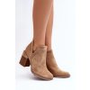 Členkové topánky na podpätku  béžové kód obuvi A5729-63 KHAKI (Veľkosť 38)