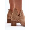 Členkové topánky na podpätku  béžové kód obuvi A5729-63 KHAKI (Veľkosť 38)