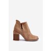 Členkové topánky na podpätku  béžové kód obuvi A5729-63 KHAKI (Veľkosť 38)