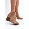 Členkové topánky na podpätku  béžové kód obuvi A5729-63 KHAKI (Veľkosť 38)