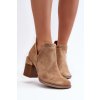 Členkové topánky na podpätku  béžové kód obuvi A5729-63 KHAKI (Veľkosť 38)
