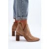 Členkové topánky na podpätku  béžové kód obuvi A8805-63 KHAKI (Veľkosť 37)