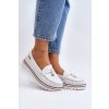 Biele dámske mokasíny z eko kože na rovnej podrážke, kód produktu JH103-9 WHITE