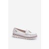 Biele dámske mokasíny z eko kože na rovnej podrážke, kód produktu JH103-9 WHITE