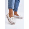 Biele dámske mokasíny z eko kože na rovnej podrážke, kód produktu JH103-9 WHITE