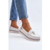 Biele dámske mokasíny z eko kože na rovnej podrážke, kód produktu JH103-9 WHITE
