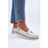 Biele dámske mokasíny z eko kože na rovnej podrážke, kód produktu JH103-9 WHITE
