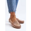 Béžové dámske semišové mokasíny s ažúrovým vzorom, kód produktu JH700-39 LT.KHAKI