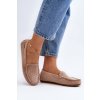 Béžové dámske semišové mokasíny s ažúrovým vzorom, kód produktu JH700-39 LT.KHAKI