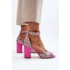 Dámske ružové sandále z eko kože na stĺpovom podpätku, kód produktu GG-127 PEACH