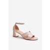 Béžové dámske sandále na hrubom opätku s eko kožou, kód produktu LL-326P BEIGE