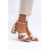 Béžové dámske sandále na hrubom opätku s eko kožou, kód produktu LL-326P BEIGE