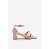 Béžové dámske sandále na hrubom opätku s eko kožou, kód produktu LL-326P BEIGE
