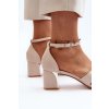 Béžové dámske sandále na hrubom opätku s eko kožou, kód produktu LL-326P BEIGE