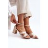 Béžové dámske sandále na hrubom opätku s eko kožou, kód produktu LL-326P BEIGE