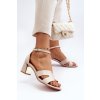 Béžové dámske sandále na hrubom opätku s eko kožou, kód produktu LL-326P BEIGE
