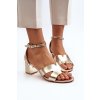 Zlaté dámske sandále na hrubom opätku s eko kožou, kód produktu LL-326P GOLD