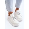 Biele dámske kožené tenisky na platforme s šnúrovaním, kód produktu 72300 WH