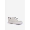 Biele dámske kožené tenisky na platforme s šnúrovaním, kód produktu 72300 WH