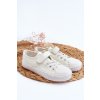 Kožené Detské tenisky na suchý zips biele delmara / 22DZ02-1004 WHITE (Veľkosť 30)