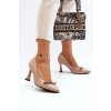 Dámske béžové lodičky z eko kože na ihlovom podpätku, kód produktu 62105 BE
