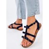 Dámske čierne sandále z eko kože na členku s klinmi, kód produktu 8666-PL