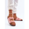 Ružové dámske šľapky z textilu s eko semišovou vložkou, kód produktu SS-132 PINK