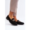 Čierne dámske mokasíny z eko semišu na rovnej podrážke, kód produktu 8336-79 BLACK