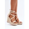 Dámske béžové sandále z eko semišu na platforme a hrubšej podrážke, kód produktu H8-688 BEIGE