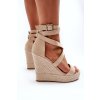 Dámske béžové sandále z eko semišu na platforme a hrubšej podrážke, kód produktu H8-688 BEIGE