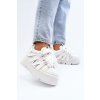Dámske biele kožené tenisky na platforme s prírodnou kožou, kód produktu 2F-7033-L91 BIAŁY
