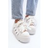 Dámske biele kožené tenisky na platforme s prírodnou kožou, kód produktu 2F-7033-L91 BIAŁY