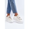 Biele dámske tenisky z eko kože na platforme EV-307 WHT/BL