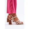 Béžové dámske sandále s eko kožou a stĺpovým podpätkom 7,5 cm, kód produktu H8-713 BEIGE