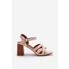 Béžové dámske sandále s eko kožou a stĺpovým podpätkom 7,5 cm, kód produktu H8-713 BEIGE