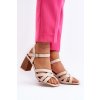 Béžové dámske sandále s eko kožou a stĺpovým podpätkom 7,5 cm, kód produktu H8-713 BEIGE
