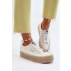 Dámske biele tenisky plošina z textilu kód obuvi TE- CCC -01-LCW-24-44-2410L WHITE : Naše topky dnes (Veľkosť 41)